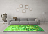 Machine Washable Abstract Green Modern Rug, wshabs2565grn