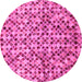 Round Machine Washable Abstract Pink Modern Rug, wshabs2566pnk