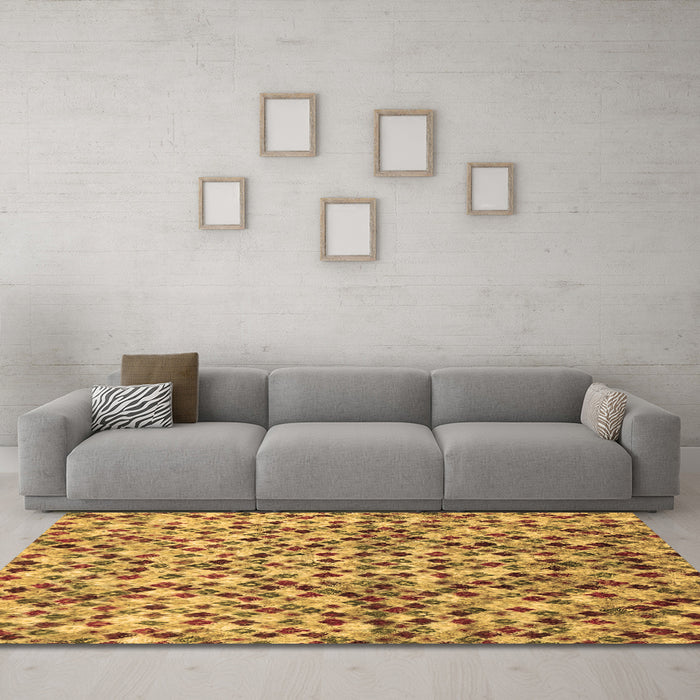 Machine Washable Abstract Brown Modern Rug in a Living Room,, wshabs2566brn