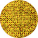 Round Abstract Yellow Modern Rug, abs2566yw