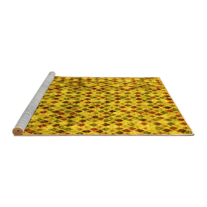 Sideview of Machine Washable Abstract Yellow Modern Rug, wshabs2566yw