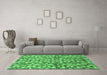 Machine Washable Abstract Emerald Green Modern Area Rugs in a Living Room,, wshabs2566emgrn