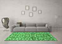 Machine Washable Abstract Emerald Green Modern Rug, wshabs2566emgrn