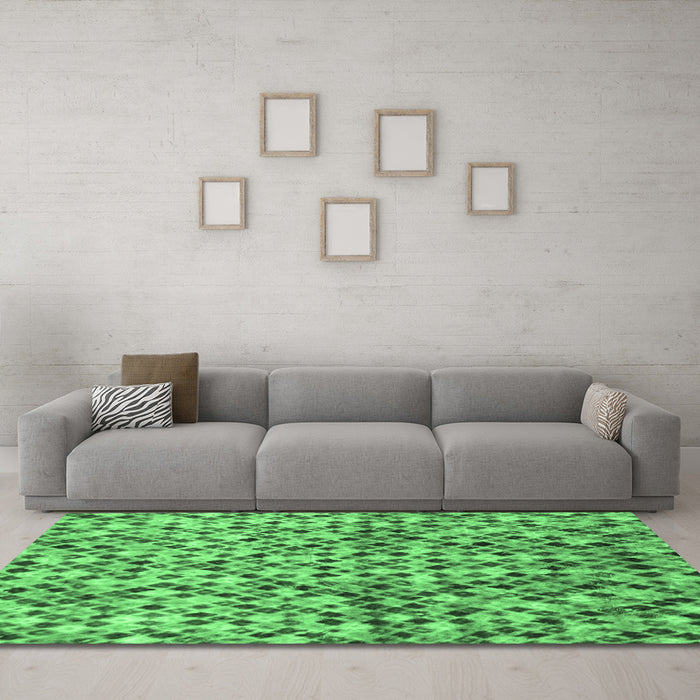 Machine Washable Abstract Emerald Green Modern Area Rugs in a Living Room,, wshabs2566emgrn