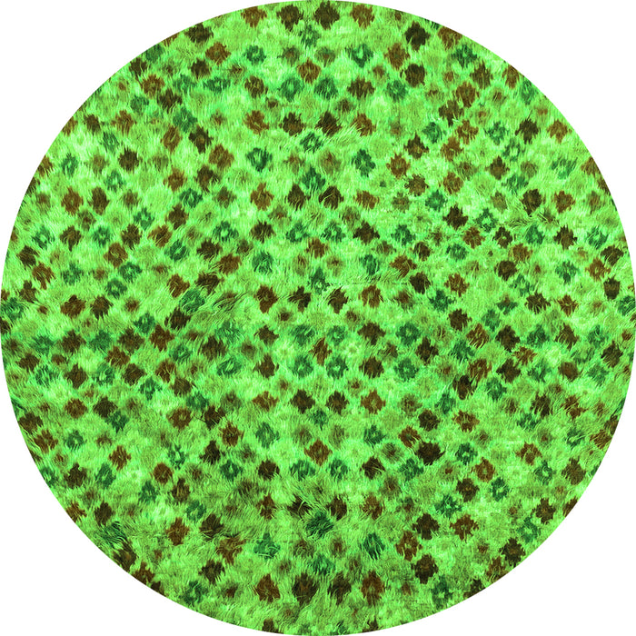 Round Abstract Green Modern Rug, abs2566grn