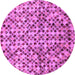 Round Machine Washable Abstract Purple Modern Area Rugs, wshabs2566pur