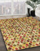 Abstract Red Modern Rug in Family Room, abs2566