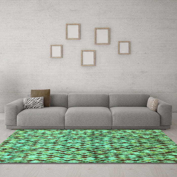 Machine Washable Abstract Turquoise Modern Area Rugs in a Living Room,, wshabs2566turq