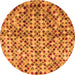 Round Machine Washable Abstract Orange Modern Area Rugs, wshabs2566org