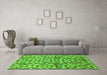 Machine Washable Abstract Green Modern Area Rugs in a Living Room,, wshabs2566grn