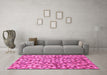 Machine Washable Abstract Pink Modern Rug in a Living Room, wshabs2566pnk