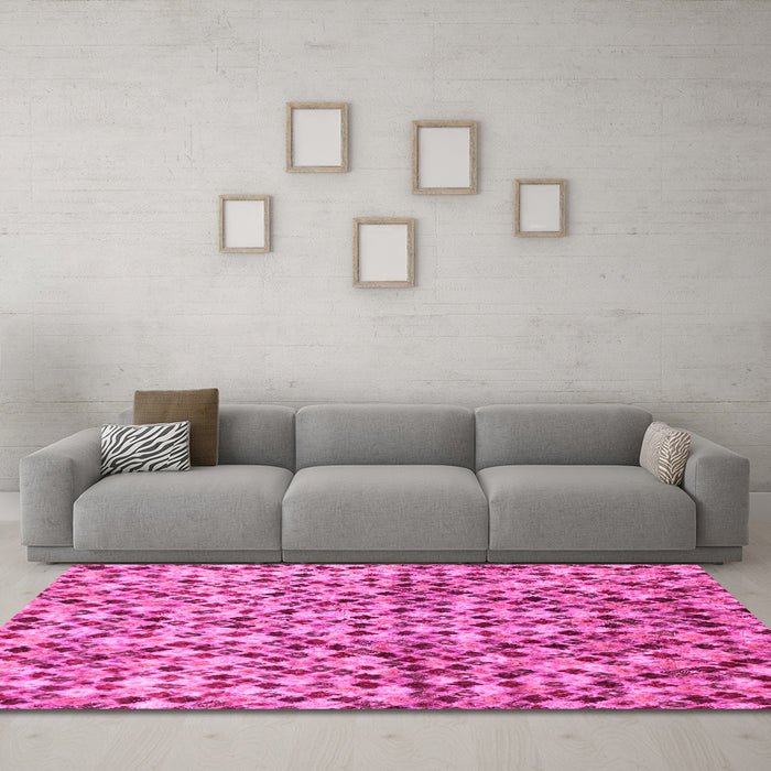 Machine Washable Abstract Pink Modern Rug in a Living Room, wshabs2566pnk