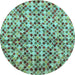 Round Abstract Light Blue Modern Rug, abs2566lblu