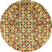 Round Abstract Red Modern Rug, abs2566