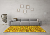 Machine Washable Abstract Yellow Modern Rug, wshabs2566yw