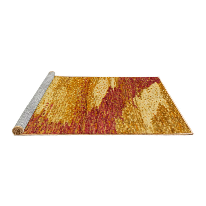 Sideview of Machine Washable Abstract Orange Red Rug, wshabs2567