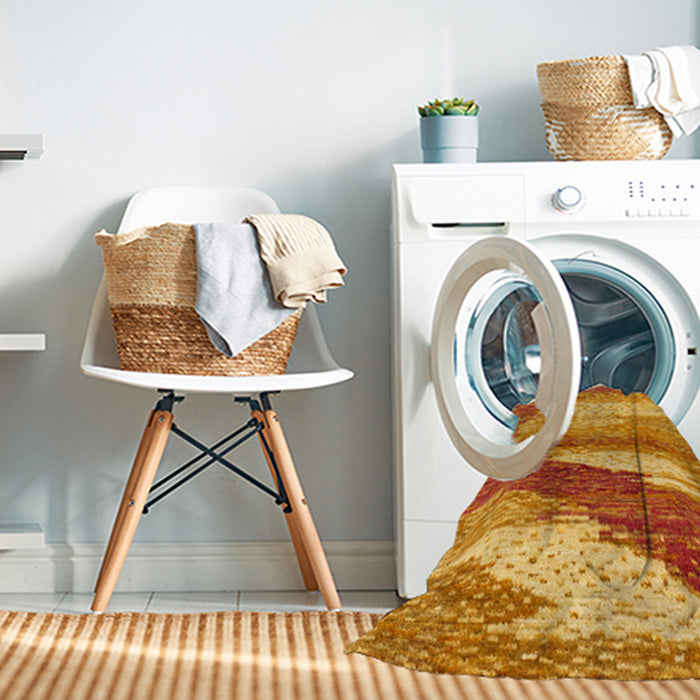 Machine Washable Abstract Orange Red Rug in a Washing Machine, wshabs2567