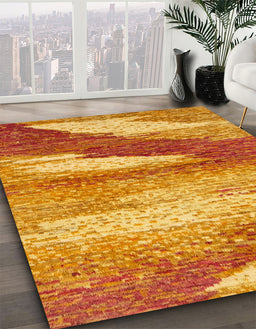 Abstract Orange Red Modern Rug in Family Room, abs2567