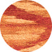 Round Machine Washable Abstract Orange Modern Area Rugs, wshabs2567org