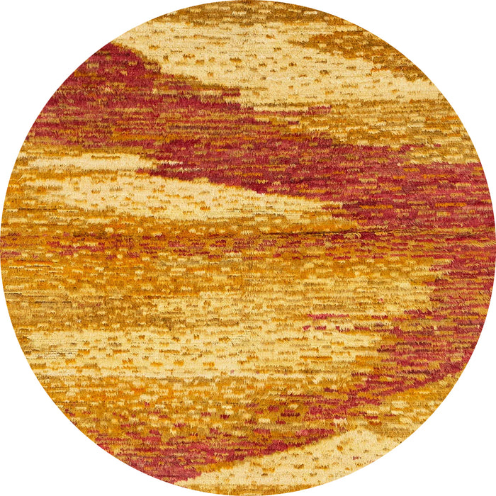 Round Machine Washable Abstract Orange Red Rug, wshabs2567