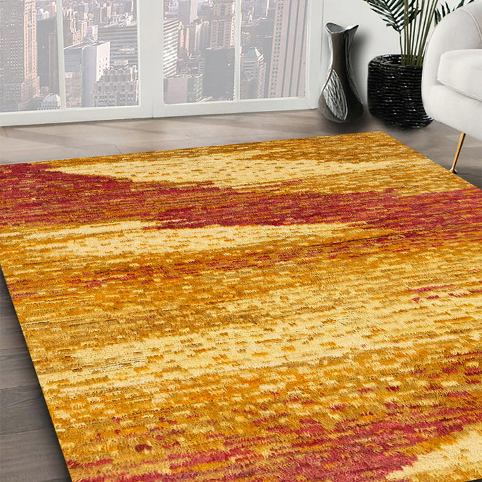 Machine Washable Abstract Orange Red Rug in a Family Room, wshabs2567