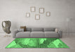 Machine Washable Abstract Emerald Green Modern Area Rugs in a Living Room,, wshabs2567emgrn