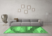 Machine Washable Abstract Emerald Green Modern Rug, wshabs2567emgrn