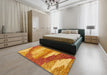 Abstract Orange Red Modern Rug in a Bedroom, abs2567