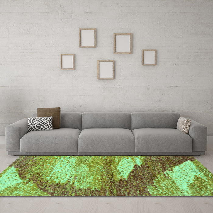 Machine Washable Abstract Turquoise Modern Area Rugs in a Living Room,, wshabs2567turq