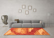 Machine Washable Abstract Orange Modern Area Rugs in a Living Room, wshabs2567org