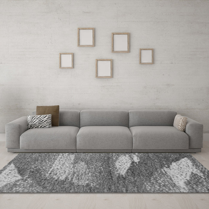 Machine Washable Abstract Gray Modern Rug in a Living Room,, wshabs2567gry
