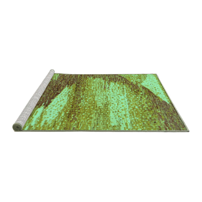 Sideview of Machine Washable Abstract Turquoise Modern Area Rugs, wshabs2567turq