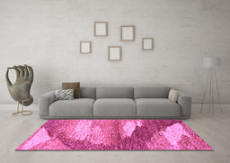 Machine Washable Abstract Purple Modern Area Rugs in a Living Room, wshabs2567pur