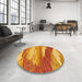 Round Abstract Orange Red Modern Rug in a Office, abs2567