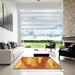 Square Abstract Orange Red Modern Rug in a Living Room, abs2567