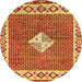 Round Machine Washable Abstract Orange Rug, wshabs2568