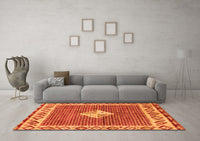 Machine Washable Abstract Orange Modern Rug, wshabs2568org