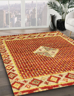 Abstract Orange Modern Rug in Family Room, abs2568