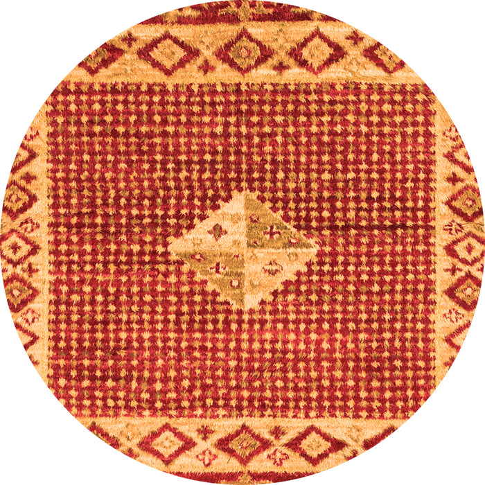 Round Abstract Orange Modern Rug, abs2568org