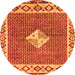 Round Abstract Orange Modern Rug, abs2568org