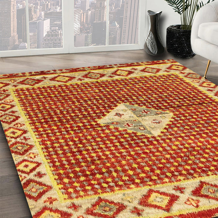Abstract Orange Modern Rug in Family Room, abs2568