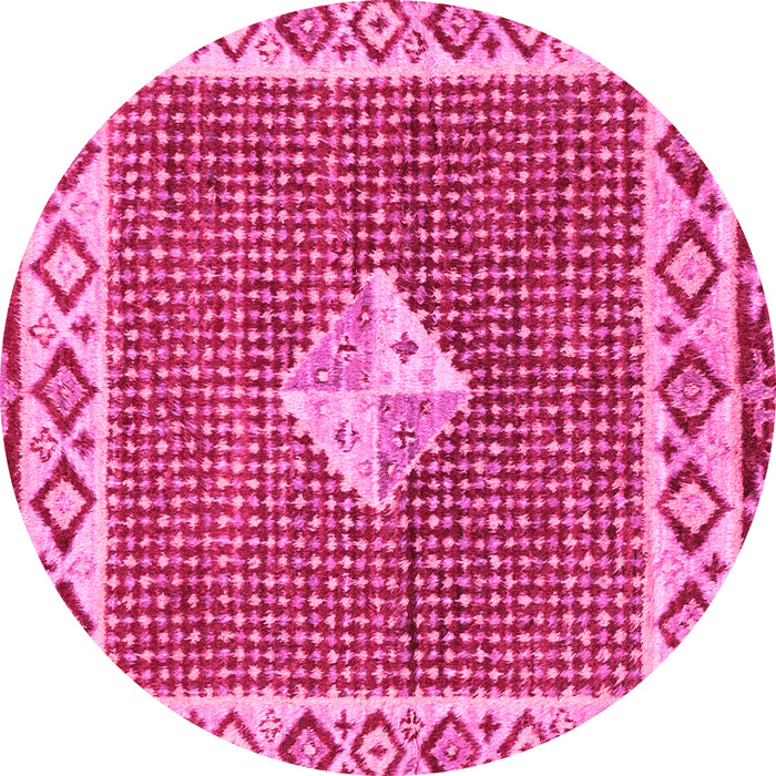 Round Machine Washable Abstract Pink Modern Rug, wshabs2568pnk