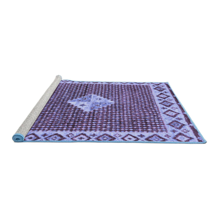 Sideview of Machine Washable Abstract Blue Modern Rug, wshabs2568blu