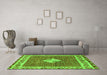 Machine Washable Abstract Green Modern Area Rugs in a Living Room,, wshabs2568grn