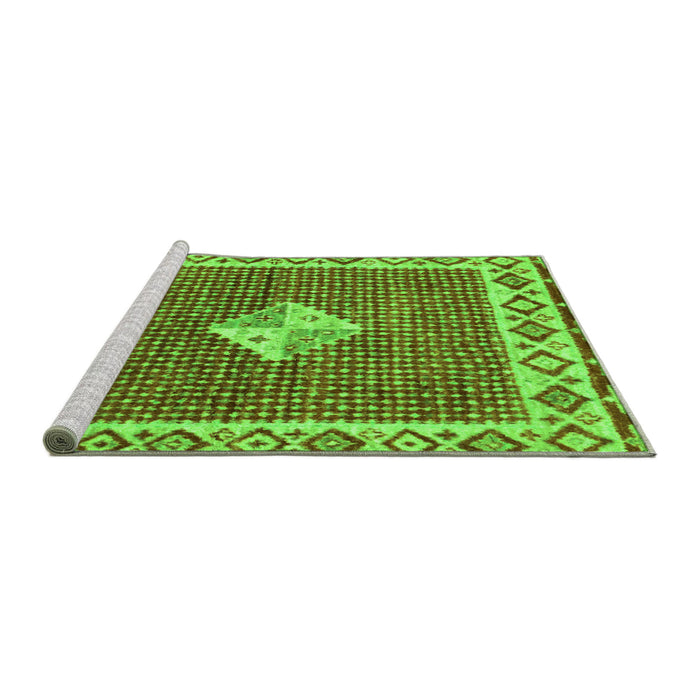 Sideview of Machine Washable Abstract Green Modern Area Rugs, wshabs2568grn