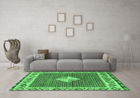 Machine Washable Abstract Emerald Green Modern Rug, wshabs2568emgrn