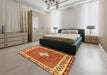 Machine Washable Abstract Orange Rug in a Bedroom, wshabs2568