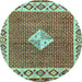 Round Abstract Light Blue Modern Rug, abs2568lblu