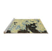 Sideview of Machine Washable Abstract Brown Gold Rug, wshabs2569