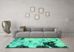 Machine Washable Abstract Turquoise Modern Area Rugs in a Living Room,, wshabs2569turq